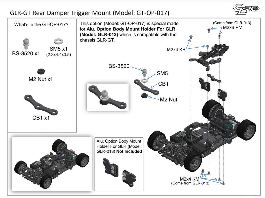 GLR-GT Rear Damper Trigger Mount