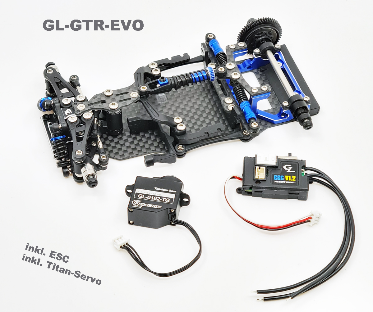 GL-Racing | GL-GTR-EVO | Chassis | GL-GTR 1/27 RWD Chassis inkl. ESC und Titan-Servo